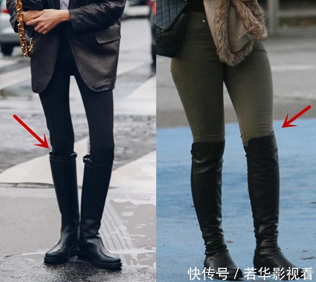 过膝靴也该收一收了，今年流行：紧身裤＋中筒靴，拯救小粗腿