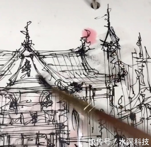 水彩&美术生水彩古风画,开始觉得非常乱,上色后发现:高攀不起了