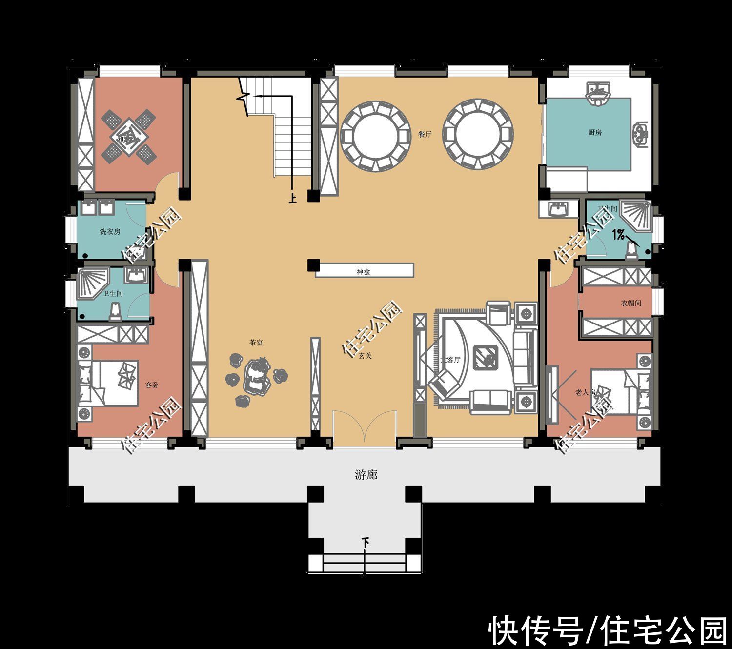 大红灯笼高高挂|2021年就盖这套新中式美宅吧，室内布局没得挑，对称外观更受好评