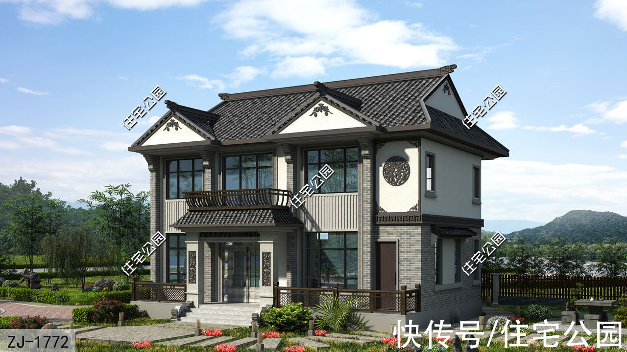 宅基地|不开玩笑，100多平的宅基地也能盖中式别墅，看这套户型就够了