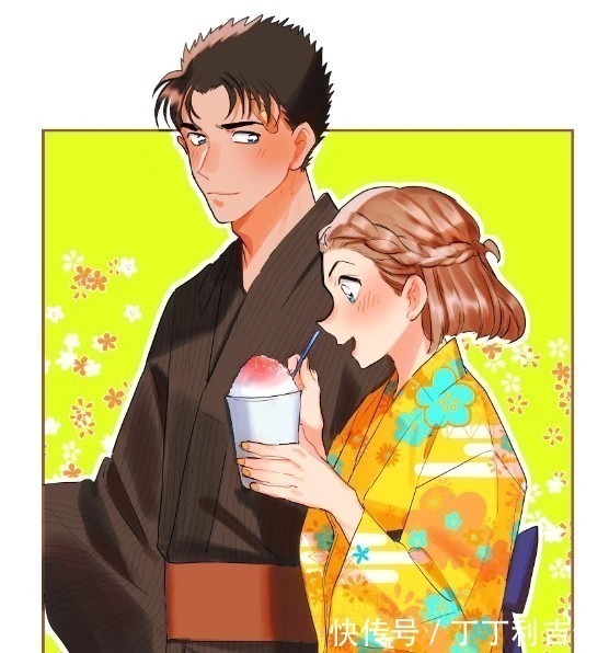 小兰|名侦探柯南画师笔下的情侣,平次看起来很腼腆,基德很慌张