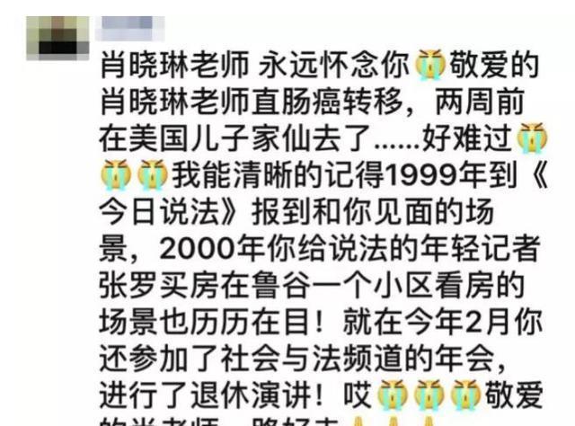 央视“铁面美人”肖晓琳两赴美国，因病客死他乡，遗言发人深省