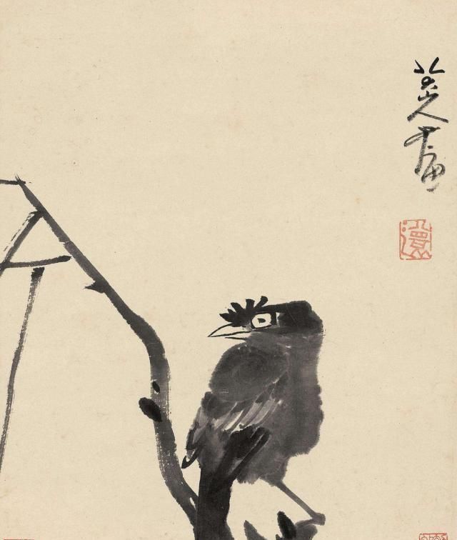 八大山人$八大山人画了一只鸟,眼神忧郁,放大10倍,看懂的:都是过来人