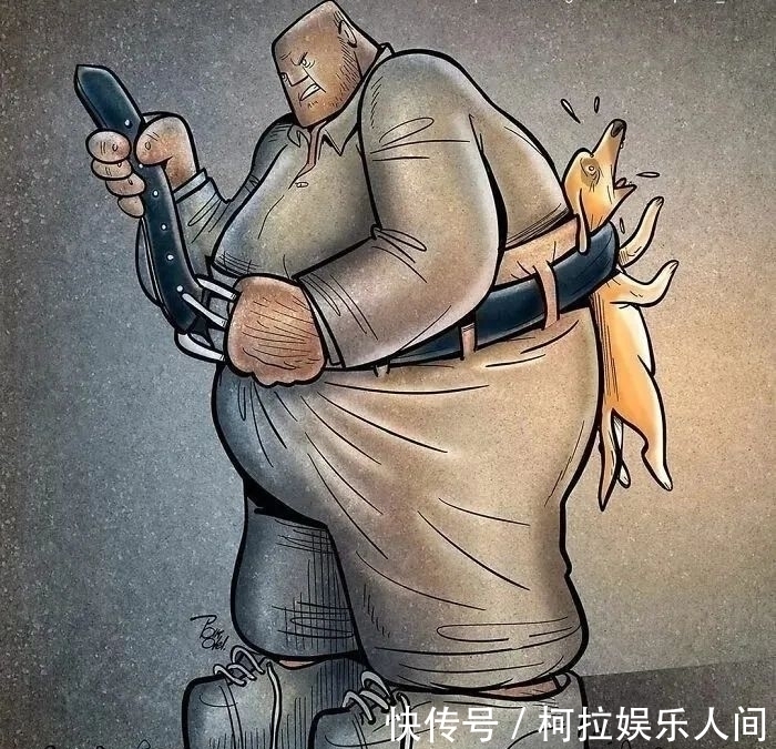 插画&40岁伊朗插画家,创作讽刺人性的插画,震撼众人