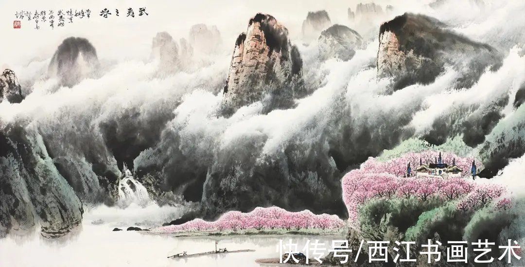 绿野秀岩#春晚绿野秀 岩高白云屯：这位岭南派画家笔下的云山雾海，厉害了