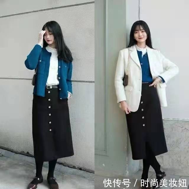 短外套 “短外套+长裙”才是不费力的穿搭,体面又显气质,40岁可以照搬