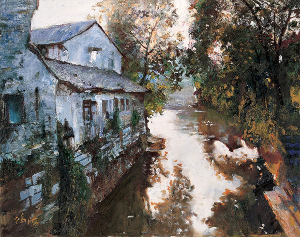 江南水乡#潘鸿海油画中的江南水乡,太有诗意了!