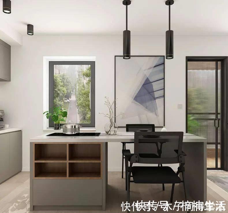 餐桌|女孩的40㎡小家：玄关布置衣帽间，岛台连接餐桌，一人住真惬意！