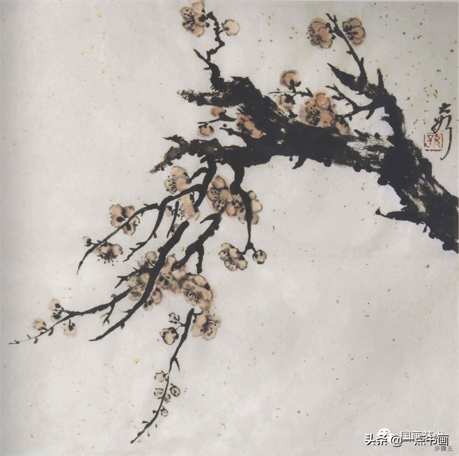 梅花$分享几组写意梅花创作示范