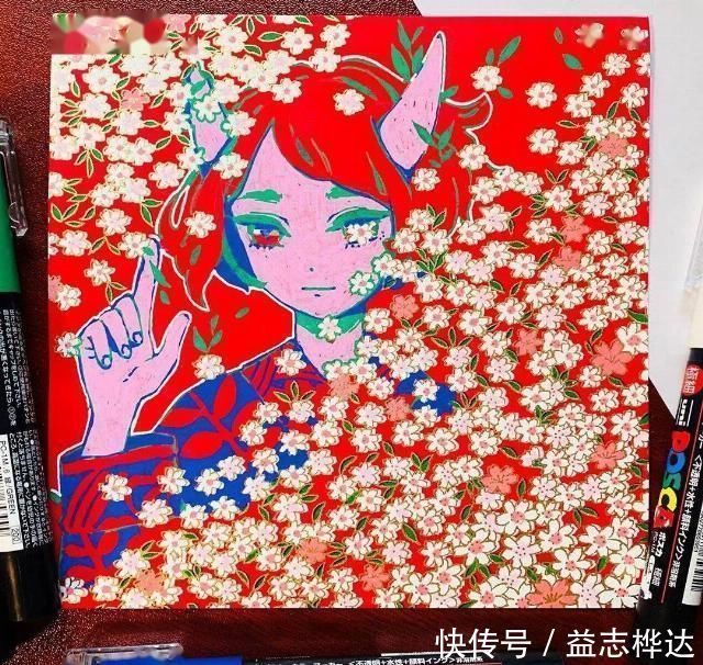插画$哇马克笔画出水彩般效果,装饰感太强了,简单又漂亮,收藏