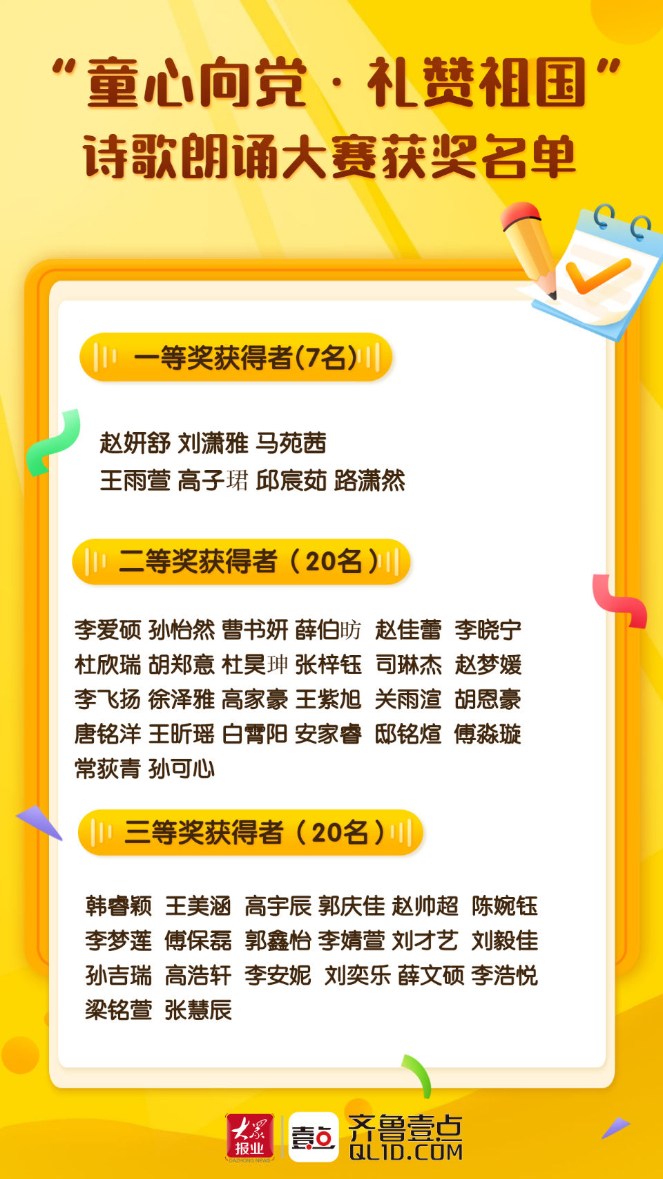齐鲁壹点|“童心向党·礼赞祖国”这场大赛获奖名单出炉