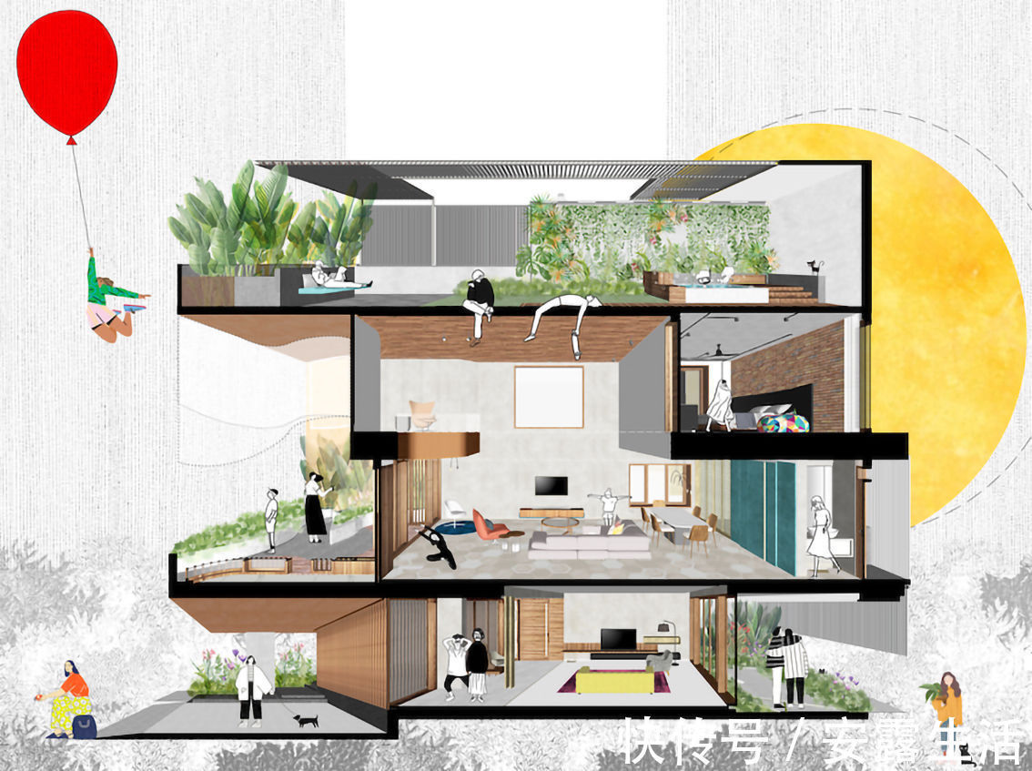 极简|印度富人区的510㎡自建豪宅,悬空花园,天井泳池,很有特色