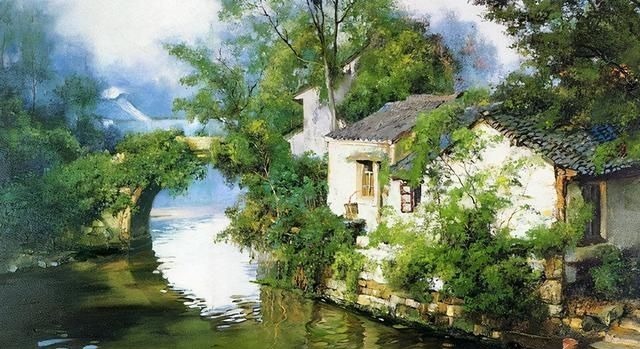 欣赏者#乡村美景油画:如诗如画的独特风格,别有一番家乡的韵味