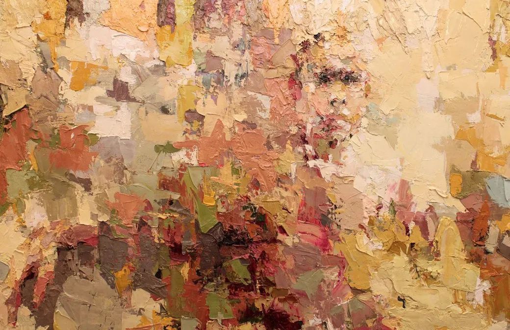 纹理&他将杂碎的色块,厚重的纹理,融于画中的人物