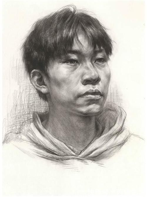 校考!图南画室丨男青年正面素描头像教学讲解丨联考校考素描头像高分卷
