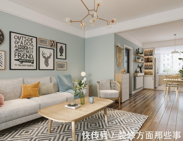 阳台上|110平清新北欧风二居室阳台上半开式式书房,增加客厅采光