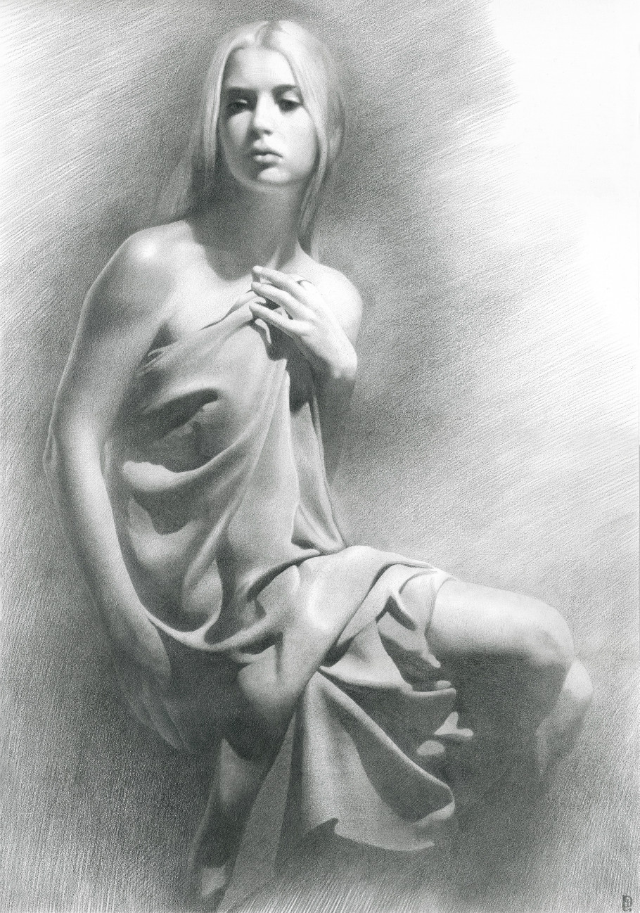 丹尼斯!乌克兰画家谢尔诺夫细致入微的美女、风景铅笔画