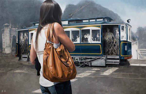 写实#城市街道人物油画:西班牙青年画家Marc Figueras的写实油画