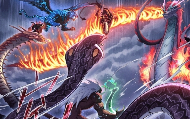 流炎赤龙|斗罗大陆:比蒙和流炎赤龙登场,七大主宰级魂兽大战九幽麒麟!