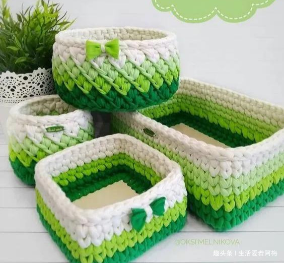 布条这样钩织，快速变收纳筐，放家里不好用吗DIY编织附教程