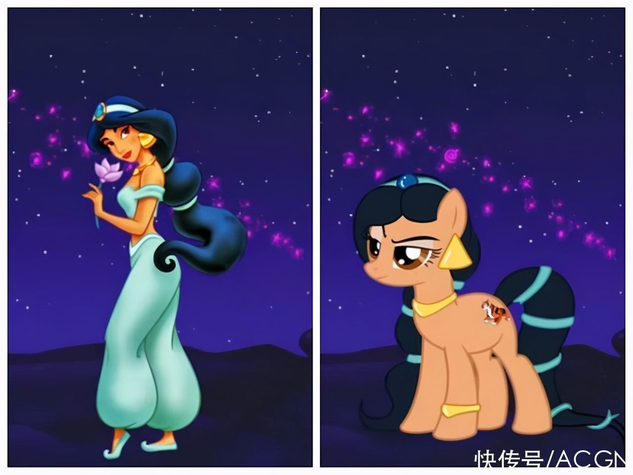 迪士尼公主|在画师大佬笔下,迪士尼公主和彩虹小马顺利“合体”,感觉好可爱