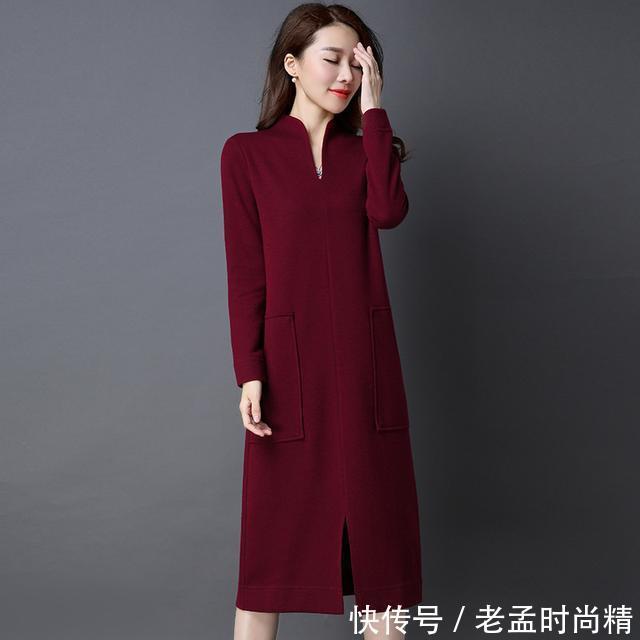 针织连衣裙 过膝超长毛衣裙,藏在大衣里优雅时髦还温暖