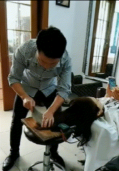 |搞笑GIF:小哥厉害了啊,你这是在给别人理发呢,还是在做饭呢