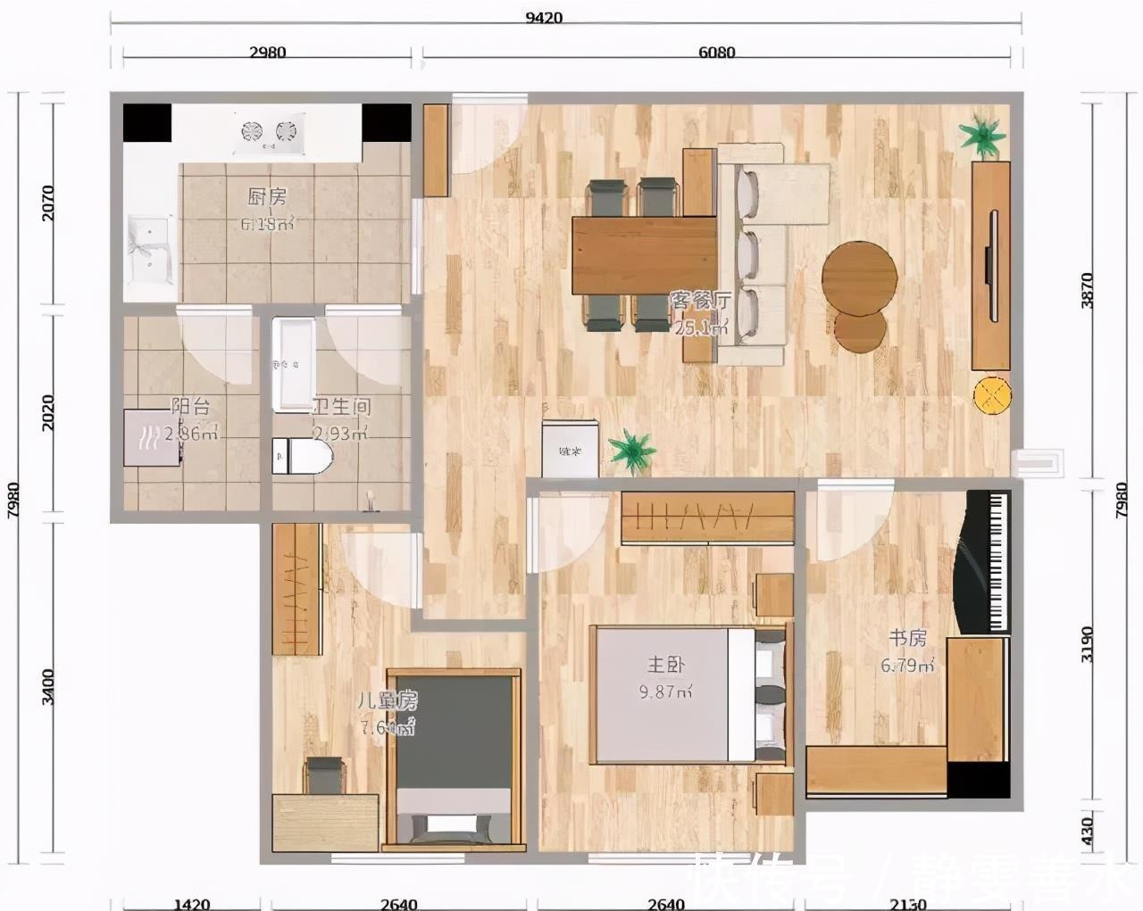 餐厅|夫妻的62㎡横厅小三房,格局完美简约清新,诗一样的生活让人羡慕