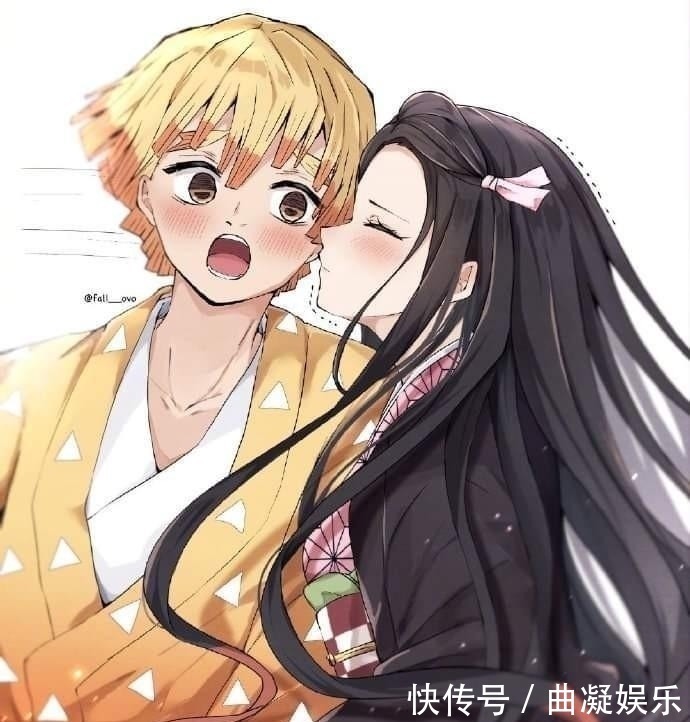 香奈|鬼灭之刃:善逸和祢豆子的婚纱照,祢豆子御姐范十足,善逸好臂力