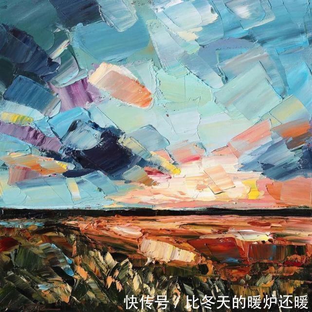 颜料@女画家用刮刀刮出震撼的风景,一量2厘米厚,网友:心疼颜料