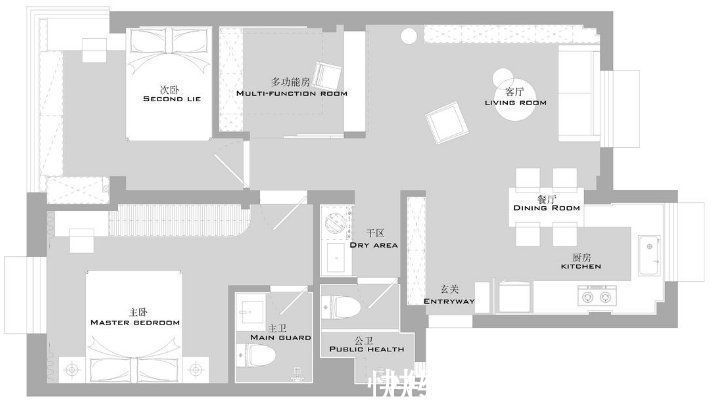 空间|60㎡改极简两房半，LDK客餐厨一体设计，空间显大堪称小户型典范