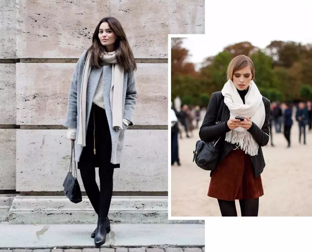 黑色 围巾别再绕脖子系啦,今年最流行的系法是这种!保暖又时髦!