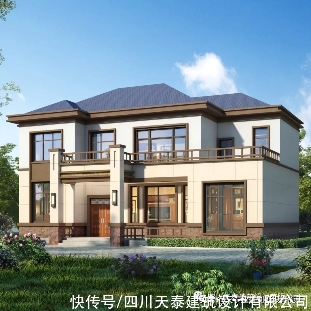 别墅|四川南充两层中式乡村风别墅定制设计图纸 带效果图 农村建房图