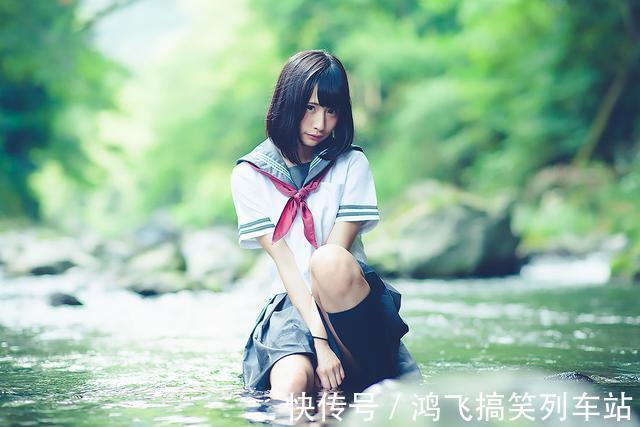 JK|日本JK水手服美图赏:青山绿水间的蓝白少女