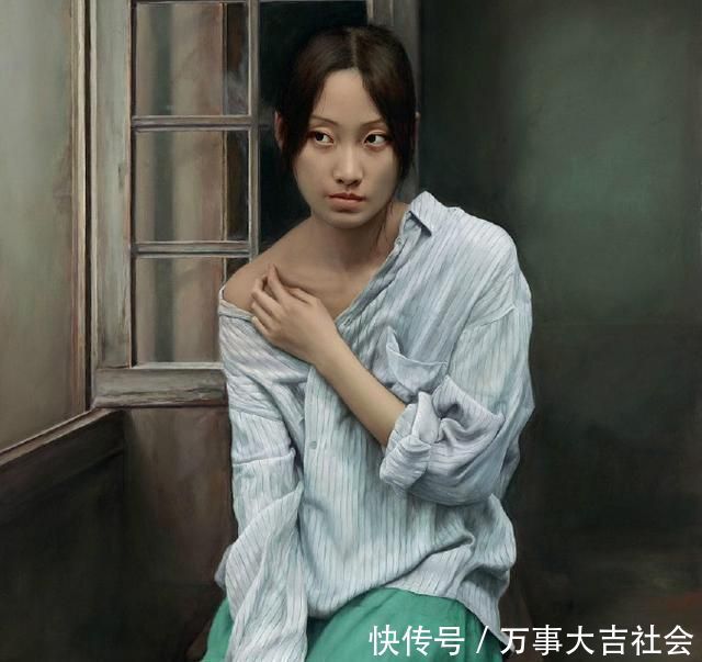 冷军遇到真高手,超细腻的油画作品,人物眼神充满故事