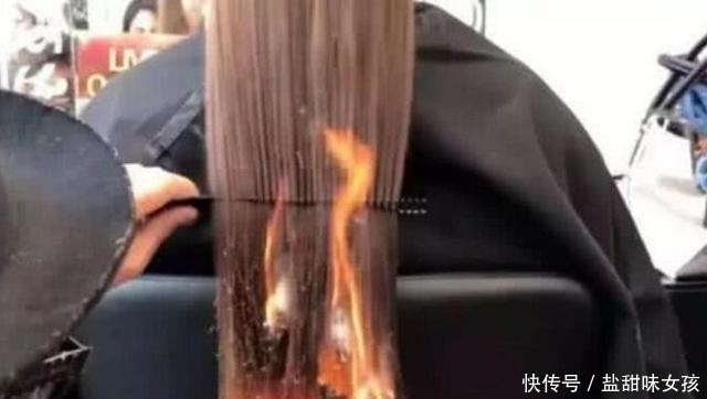 理发|小姐姐去理发,理发师拿起打火机就烧,还说烧的比剪的更好看!