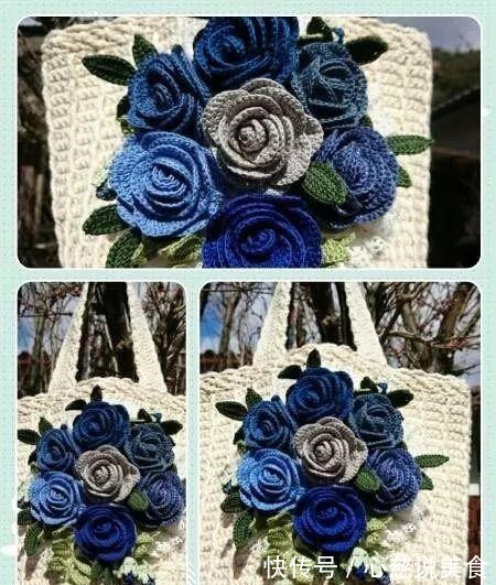 包包$55款超美的钩花包包,只要会钩不同的花,拼缝在一起,就能做出