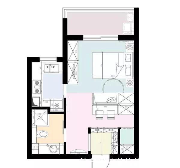 卫生间|30平米小户型公寓,巴掌大的地方,卧室、厨房、卫生间啥都有
