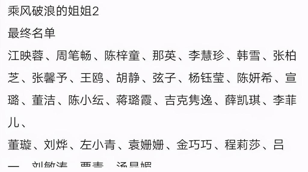 上季|《浪姐2》被爆出有剧本,疑那英和张柏芝开撕,节目热度远超上季