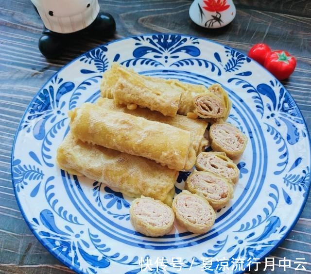 玉米油|豆皮肉卷，太香了，一大盘不够吃！