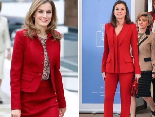 莱蒂齐亚|西班牙王后一身中国红“踩针”出街,好身材藏不住,气质没话说