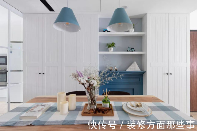 三居室|96平北欧风三居室,用蓝色的渐变色来装点不同空间