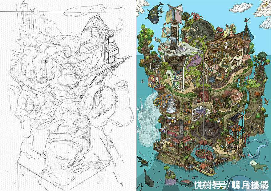 初稿|27个初稿与成品对比照,前后差距太大,网友:这是同一副画吗