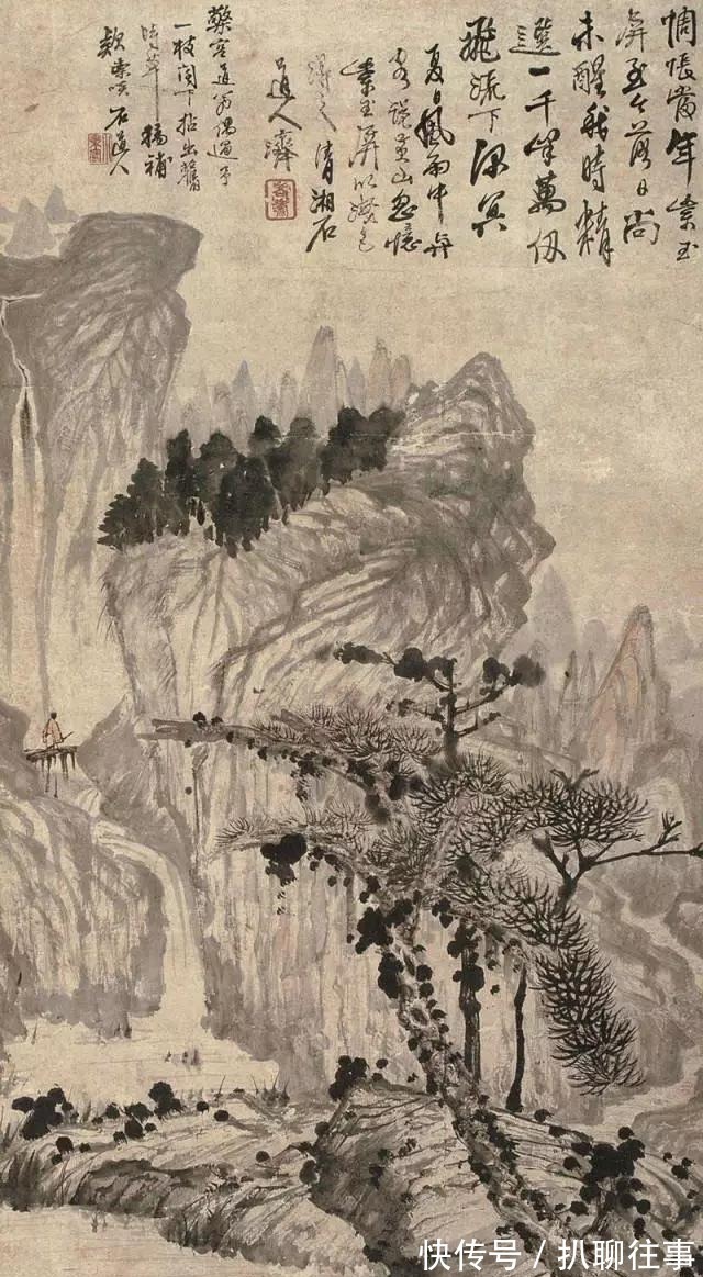 西岩松雪图@清初四大画僧笔下的意境山水,不只是养眼