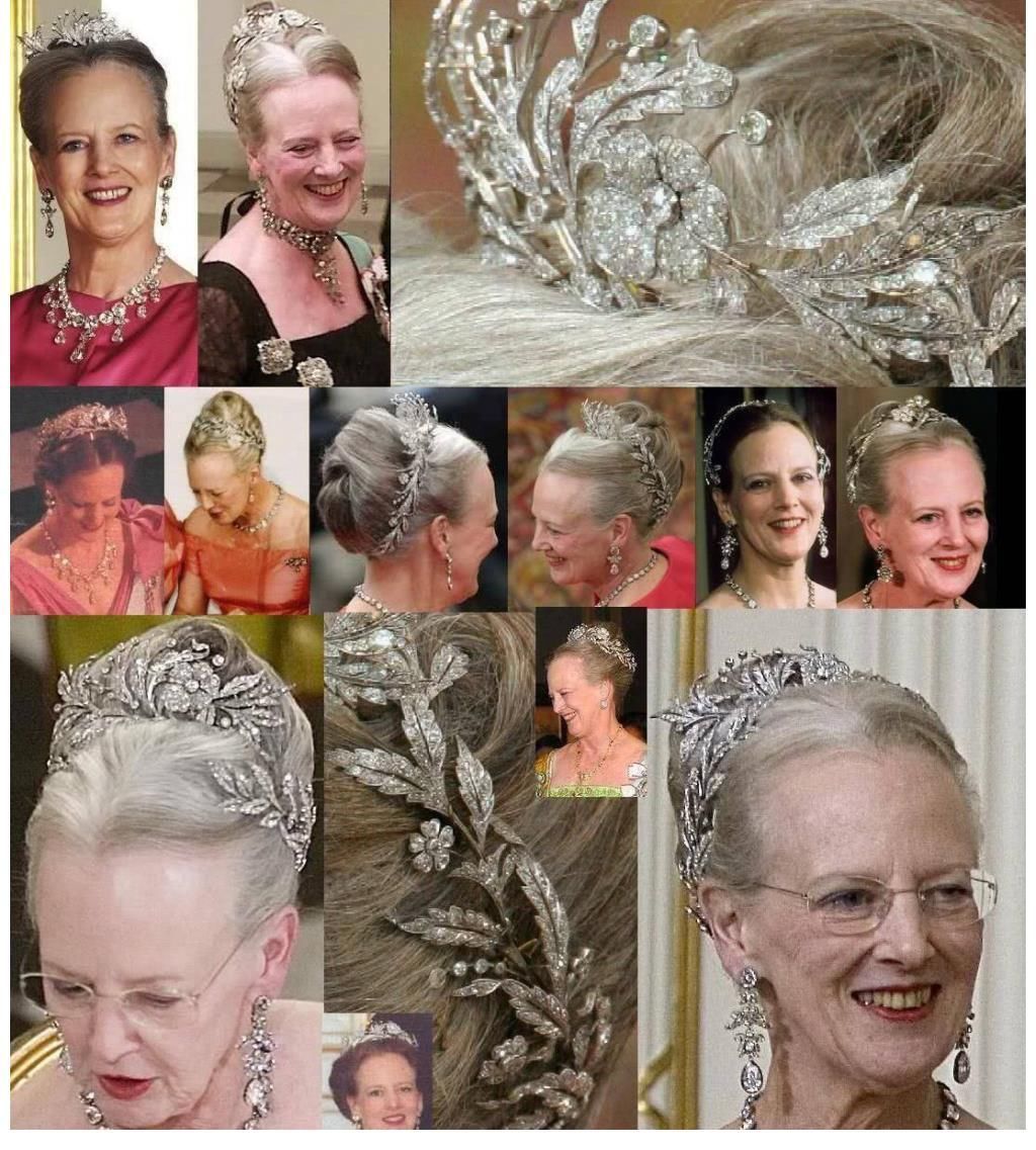 玛格丽特!丹麦玛格丽特二世女王审美独特,多顶黄金花卉头饰,造型古怪