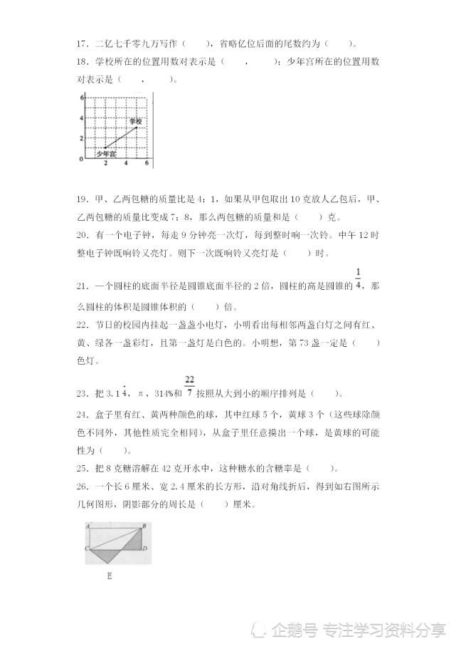 复习|小升初数学专项训练习题！复习备考必定用得到，收藏好