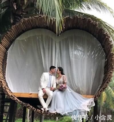 新婚夫妇椰树林里拍婚纱照 收到成片后妻子表示 史上最令人失望精修图 快资讯