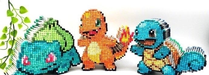 精灵宝可梦|用棉签画出《精灵宝可梦》,自带3D立体效果,完美还原童年像素风