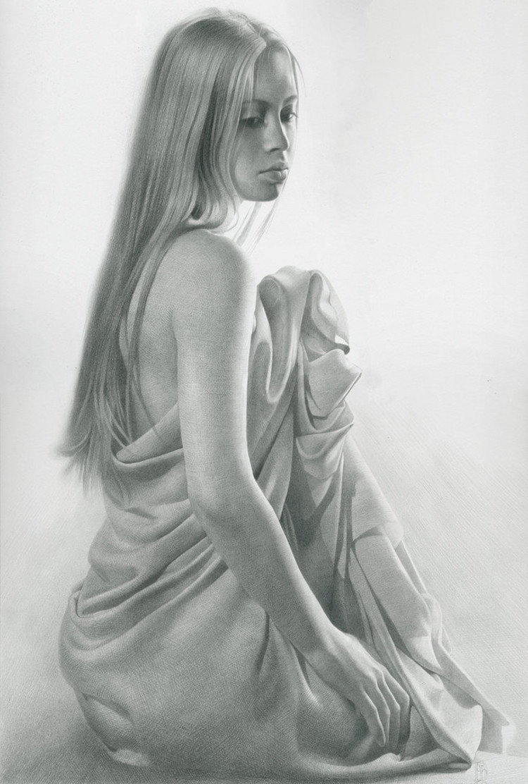 丹尼斯!乌克兰画家谢尔诺夫细致入微的美女、风景铅笔画