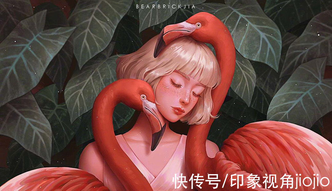 超现实主义|如星辰大海般的梦幻少女插画，高光亮眼的配色太绝了